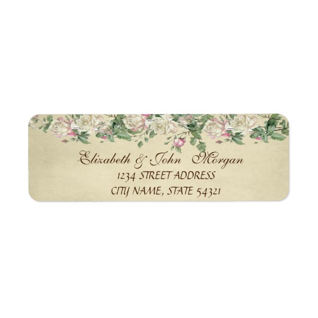 Elegant Chic Lyx - Rosor Adressetikett Returadress Etikett (Framsidan)
