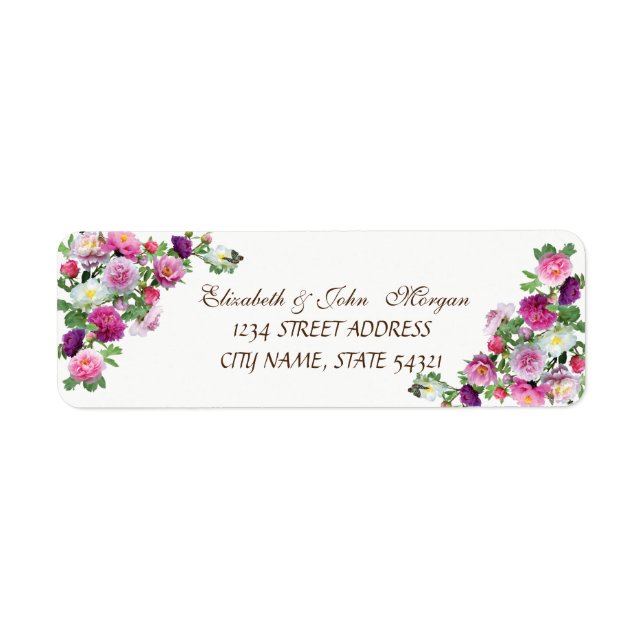 Elegant Chic Lyx - Rosor Adressetikett Returadress Etikett (Framsidan)