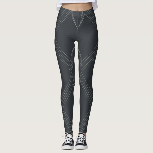 Elegant, chic, lyxig, enkel linje mönster leggings (Framsida)