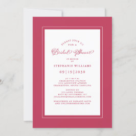 Elegant Chic Magenta Red Bröllop Möhippa Inbjudningar