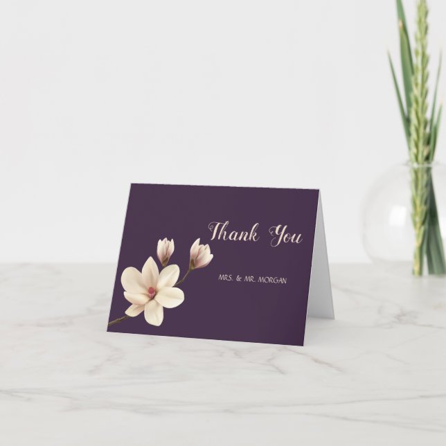 Elegant Chic Magnolia Rosor Tack Kort (Framsida)