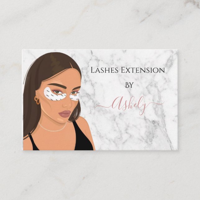 Elegant Chic Marble Lash Extension Visitkort (Framsida)