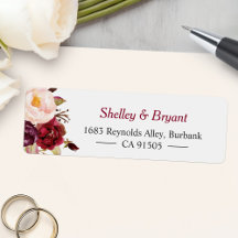 Elegant Chic Marsala Burgundy Blommigt Adress