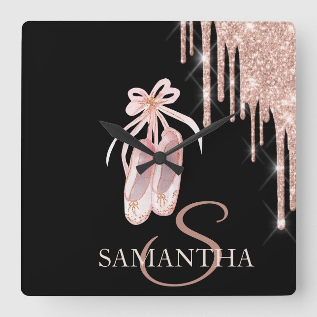 Elegant Chic Masque Ro Guld Glitter Drivrutiner  Fyrkantig Klocka (Framsida)