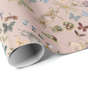 Elegant Chic Meadow Butterfly Insekter Gems Diamon Presentpapper