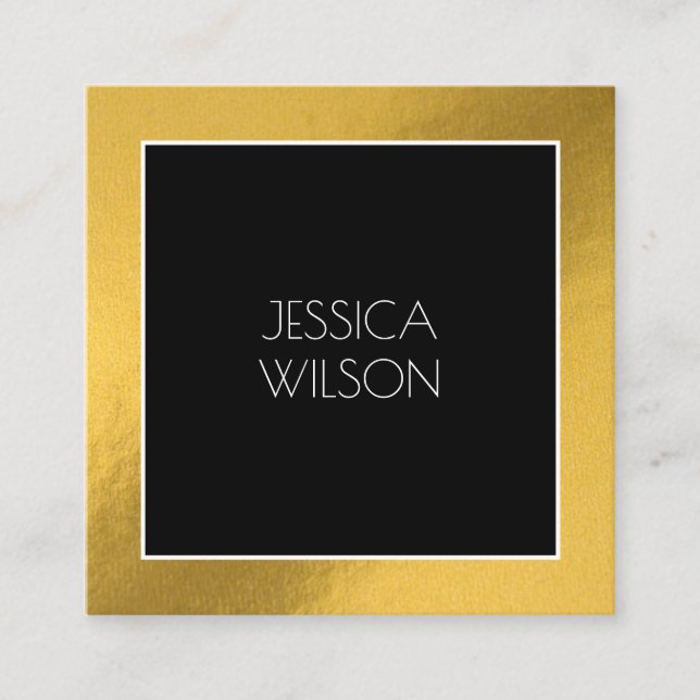 Elegant chic med svart affärskort guld ram fyrkantigt visitkort (Framsida)