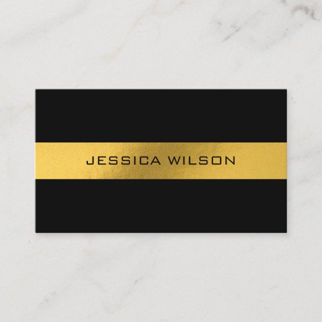 Elegant chic med svart affärskort guld ram visitkort (Framsida)