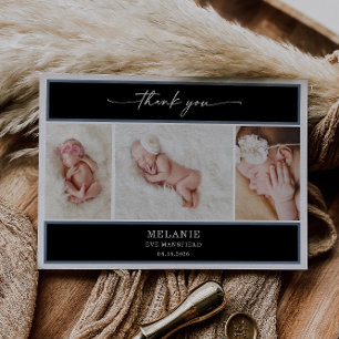Elegant Chic Minimal Baby Foto Tacksamhetskort Inbjudningar