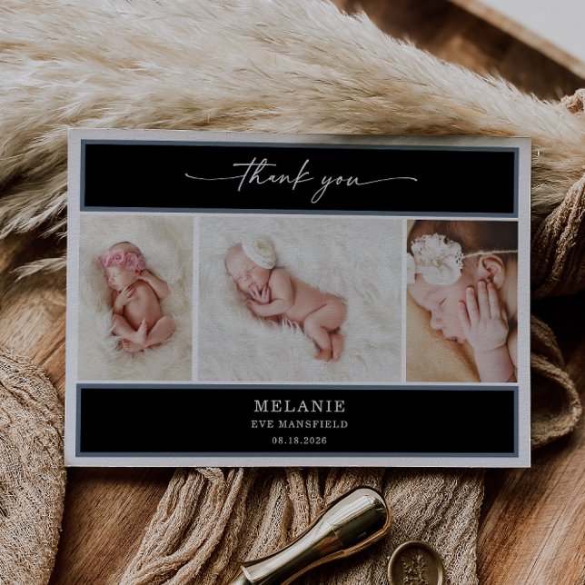 Elegant Chic Minimal Baby Foto Tacksamhetskort Inbjudningar (Skapare uppladdad)
