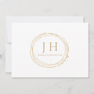 Elegant Chic Minimal Modern Monogram Guld Anteckningskort