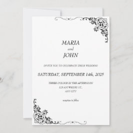 Elegant Chic Modern Classic Black and White Inbjudningar