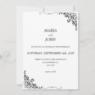 Elegant Chic Modern Classic Black and White Inbjudningar