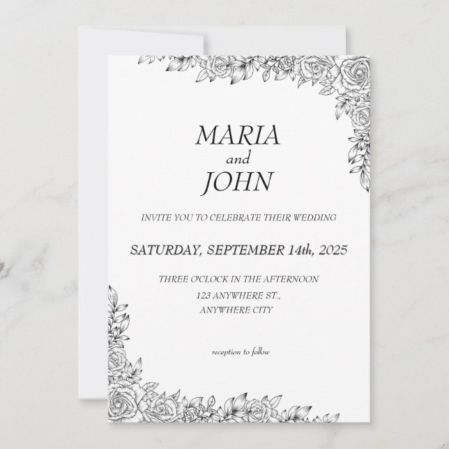 Elegant Chic Modern Classic Black and White Inbjudningar (Framsida)