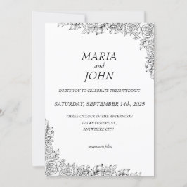 Elegant Chic Modern Classic Black and White Inbjudningar