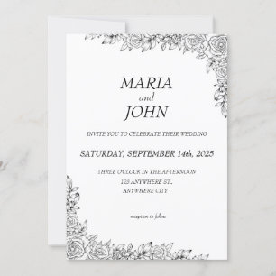 Elegant Chic Modern Classic Black and White Inbjudningar