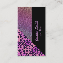 Elegant chic modern contemporary leopard glitter visitkort