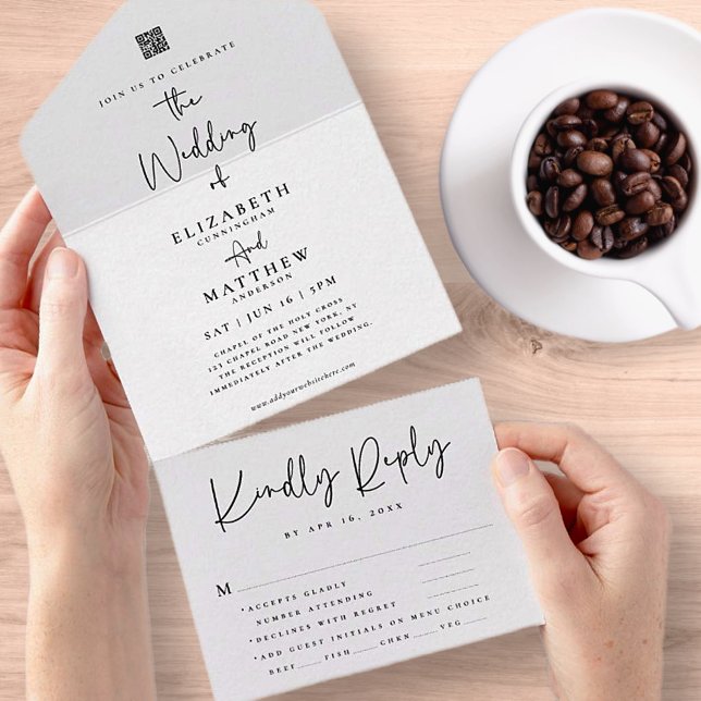 Elegant Chic Modern Endern QR-målalternativ Bröllo (Skapare uppladdad)