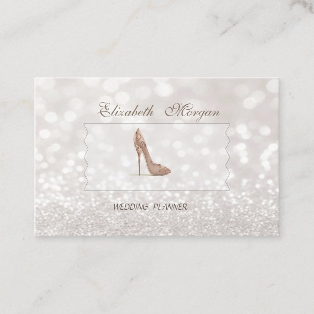 Elegant Chic Modern Glittery Bokeh,High Heel Visitkort (Framsida)