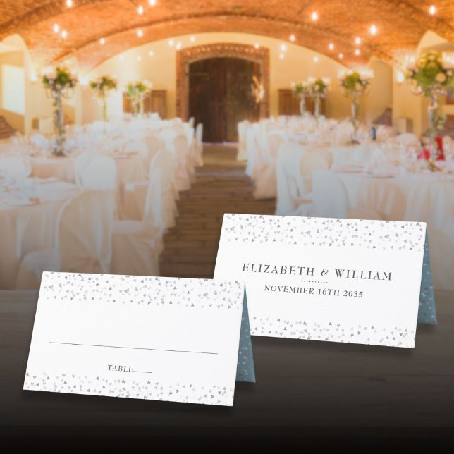 Elegant Chic Modern Kärlek Hearts Confetti Placeringskort (Elegant Chic Modern Love Hearts Confetti Place Card)