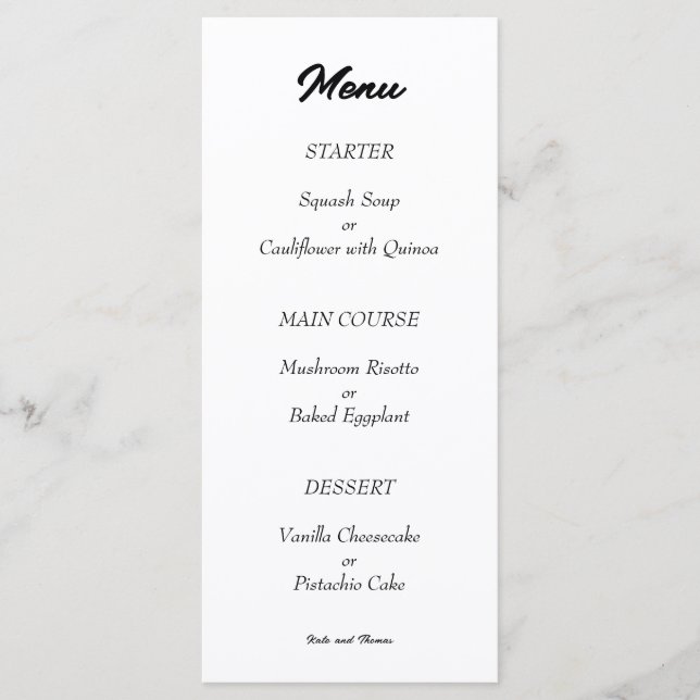 Elegant Chic Modern Minimalistisk Svart och Vit Meny (Framsida)