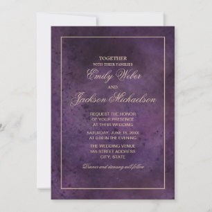 Elegant Chic Modern Plum Purpurbröllop Inbjudningar