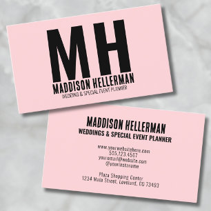 Elegant Chic Modern Rosa Monogram Visitkort