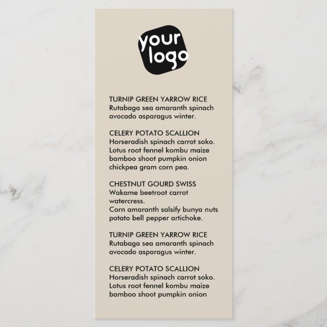 Elegant Chic Modern Taupe Anpassningsbar Logotyp R Meny (Framsida)