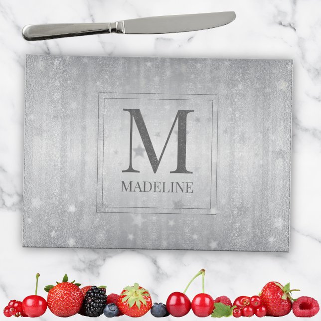 Elegant Chic Modern White Grått Silver Stars (Skapare uppladdad)