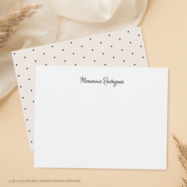 Elegant Chic Monogram Anteckningskort (Front and back are shown at a 4.25 x 5.5 inch size. Add name, choose size, paper, + corner style.)