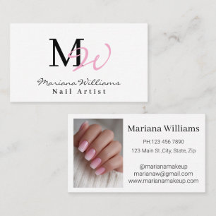 elegant chic monogram initialer nagelkonst foto visitkort