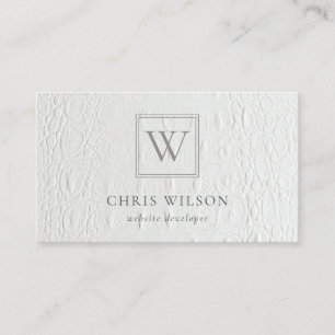 Elegant Chic Monogram ivoriansk vit läder Struktur Visitkort