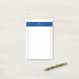 Elegant Chic Monogram marin blå geometrisk Gräns Post-it Block