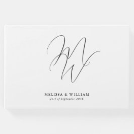 Elegant Chic Monogram Modern White Bröllop Gästböcker