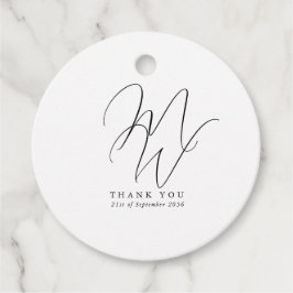 Elegant Chic Monogram Modern White Bröllop Gåvor Etiketter