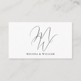 Elegant Chic Monogram Modern White Bröllop Tilläggskort