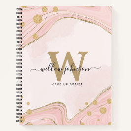 Elegant Chic Monogram Rosa Guld Glitter Marble