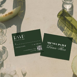 Elegant Chic Mörkgrön QR-kod Bröllop OSA Kort