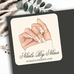 Elegant Chic Nail Salon Manicurist Business Fyrkantigt Klistermärke