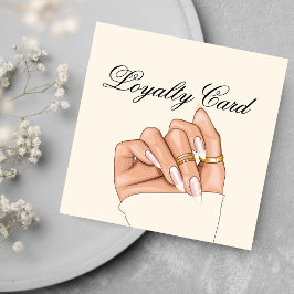 Elegant Chic Nail Salon Manicurist Loyalty Card Fyrkantigt Visitkort