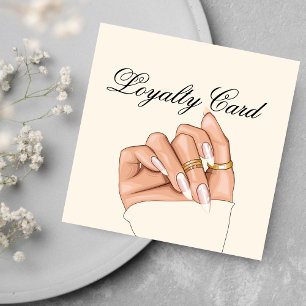 Elegant Chic Nail Salon Manicurist Loyalty Card Fyrkantigt Visitkort
