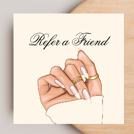 Elegant Chic Nail Salon Manicurist ReferrCard Fyrkantigt Visitkort