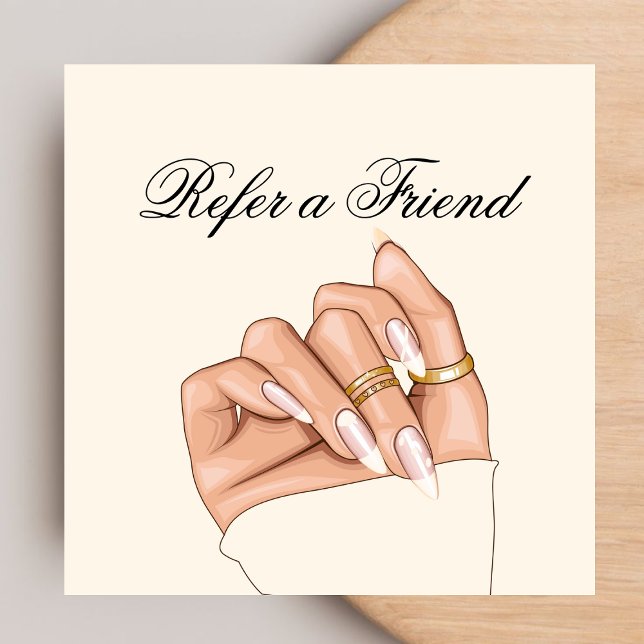 Elegant Chic Nail Salon Manicurist ReferrCard Fyrkantigt Visitkort (Skapare uppladdad)