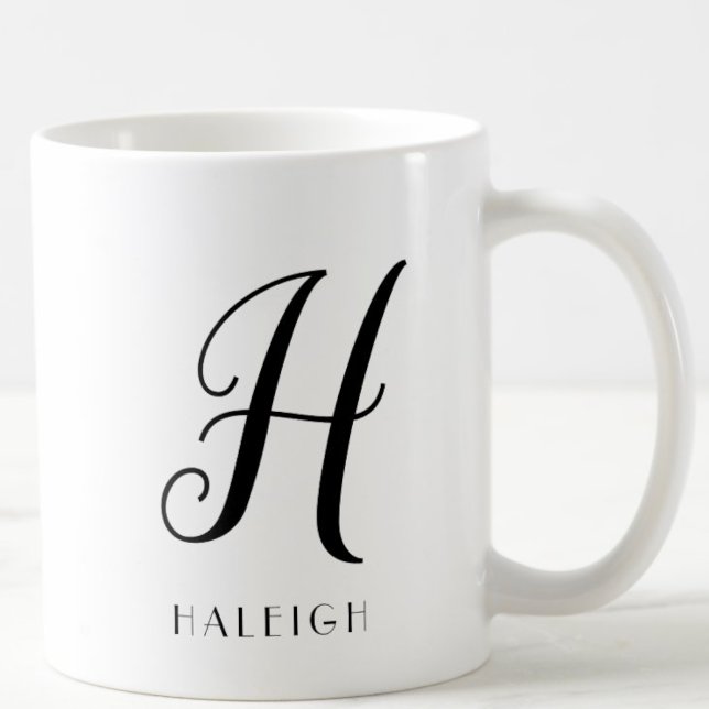 Elegant Chic Namn med Monogram Kaffemugg ("Everyday is abundantly beautiful." 
Sincerely Best Wishes from Lucky Design World)