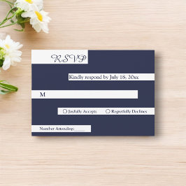 Elegant Chic Navy Blue White Luxury Modern Bröllop OSA Kort
