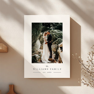 Elegant Chic Newlyweds Bröllop Photo Modern Canvastryck