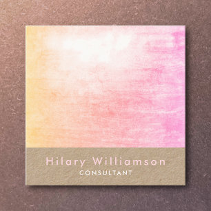 Elegant Chic Pastel Peach Rosa Grunge Kraft Fyrkantigt Visitkort