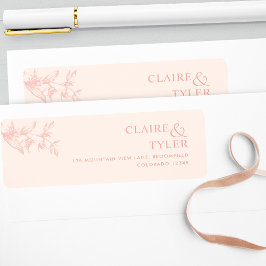 Elegant Chic Peach Bröllop Returadress Returadress Etikett