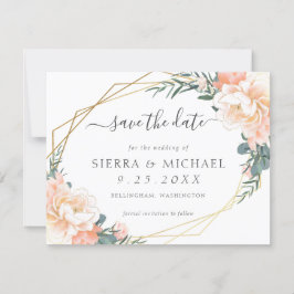Elegant Chic Peach Cream Guld Blommigt Spara datum Inbjudningar
