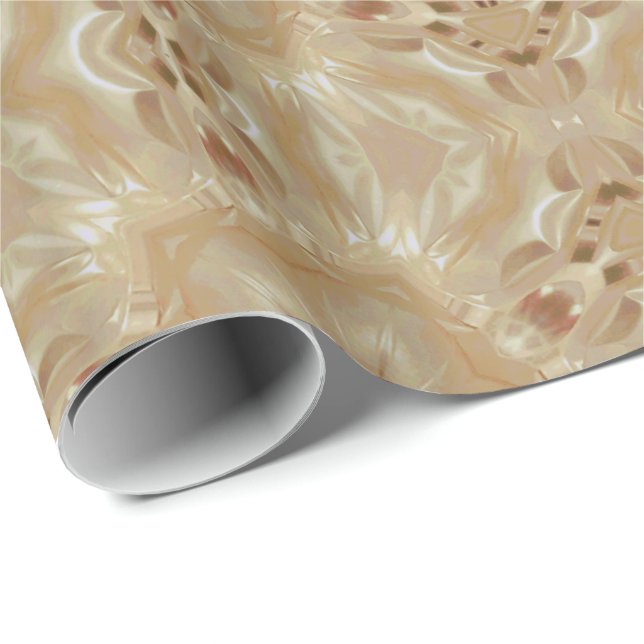 Elegant Chic Pearl Peach Kaleidoscopic Star Flower Presentpapper (Rullad Hörn)