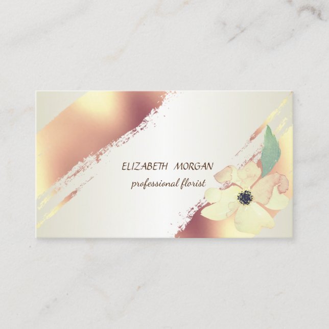 Elegant Chic, Penseldrag, Blomma Visitkort (Framsida)